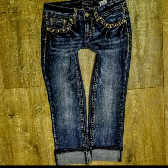 Shyanne Jeans Size 25 Skinny Cuff Crop Embellished - Picture 9 of 11